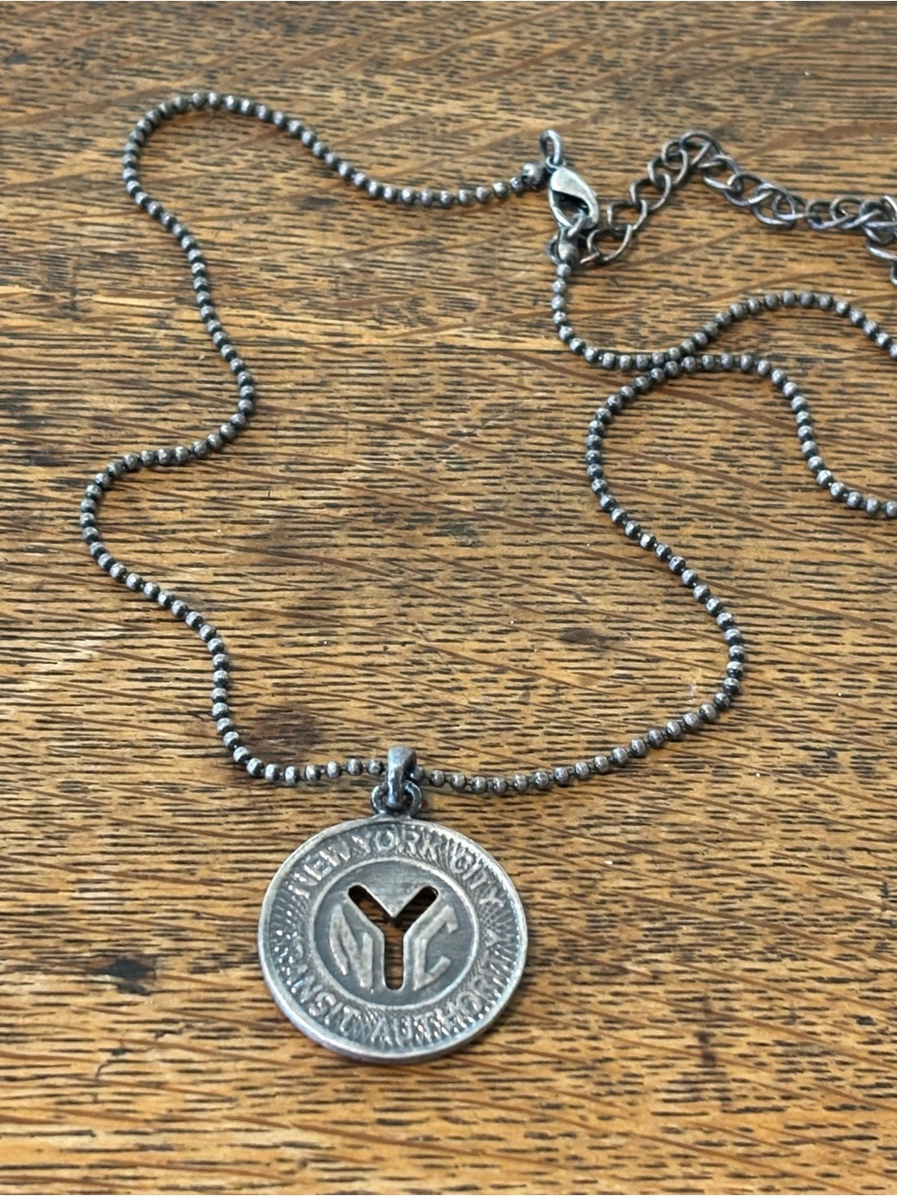 NYC Subway Token Pendant Necklace Good for One Fare